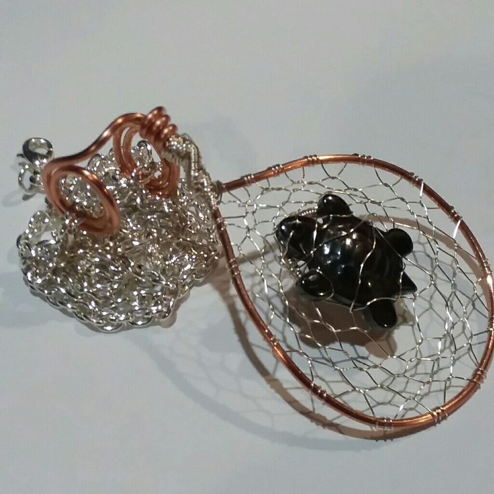 Turtle dreamcatcher pendant